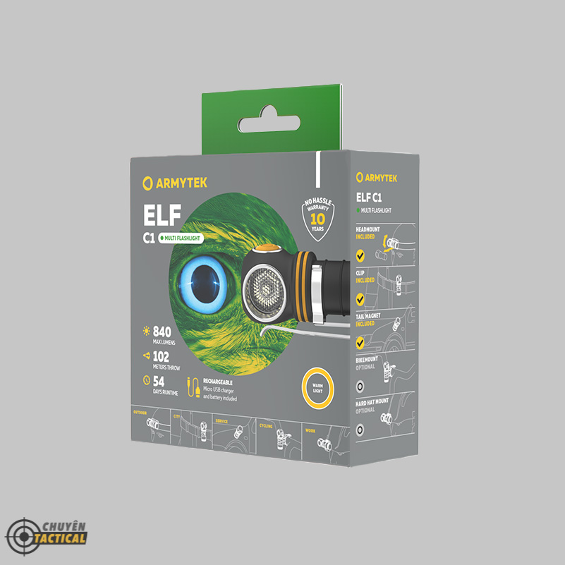 Đèn Pin Đội Đầu Armytek Elf C1 2021 Version – Sáng Vàng