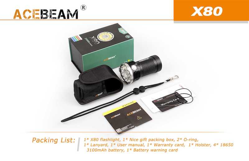 ACEBEAM X80 25000 LUMENS/TIA ĐỎ/TIA XANH/TIA UV