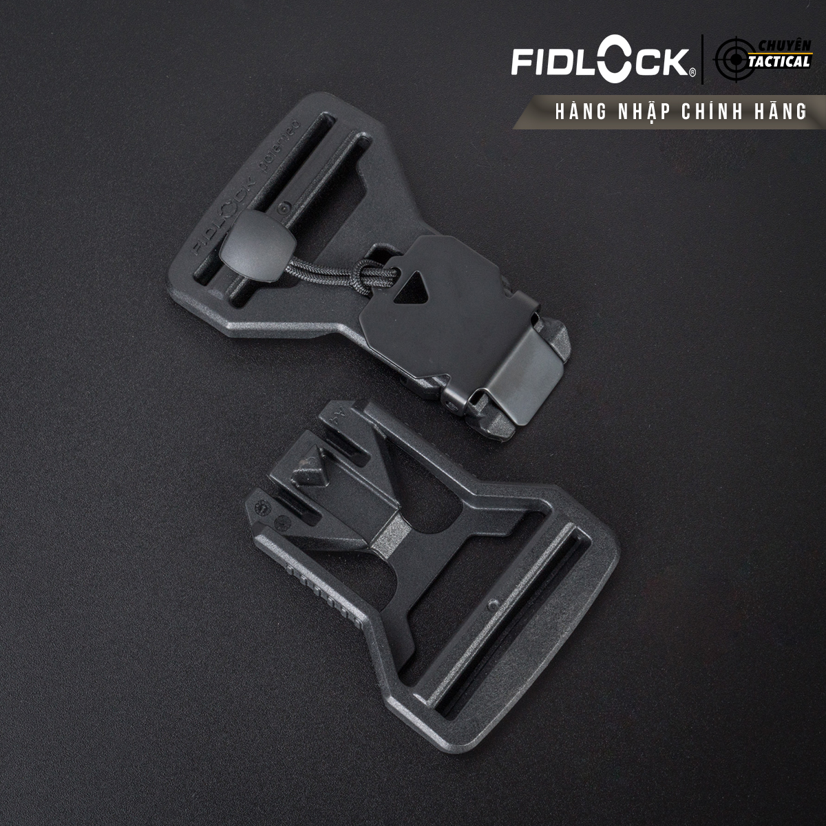 FIDLOCK V-Buckle 40 LL black flap + pull tab