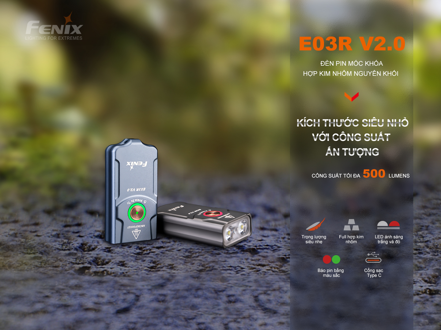 Đèn pin móc khóa E03R bản V2.0 kích thước không đổi, công suất mạnh hơn