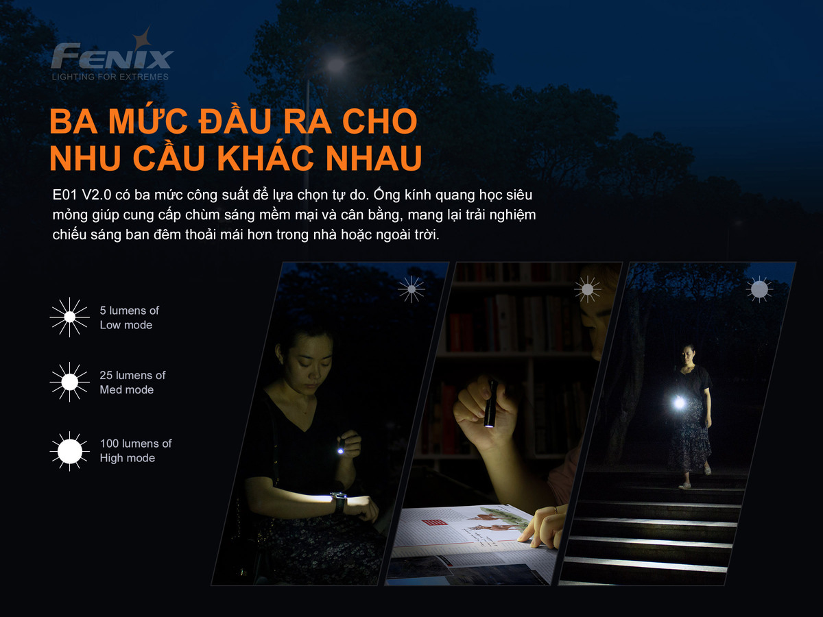 Den pin moc khoa Fenix E01 V2.0