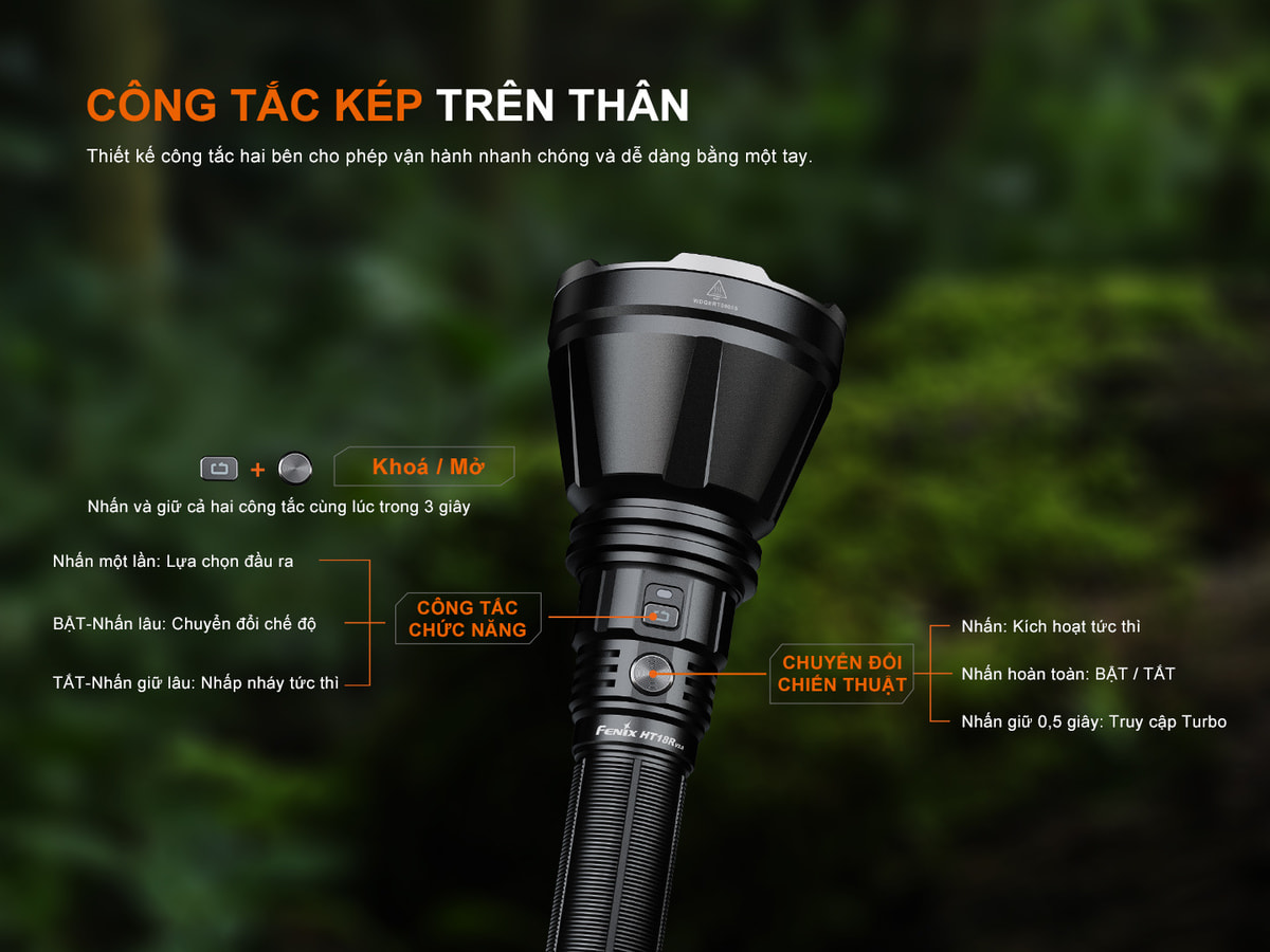 Den pin chieu xa Fenix HT18R V2.0