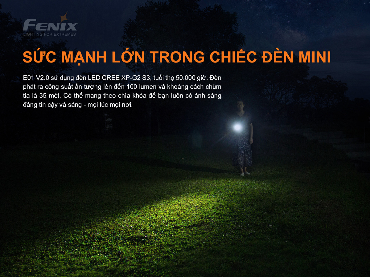 Đèn Pin Fenix E01 V2.0 2 Den pin moc khoa Fenix E01 V2.0