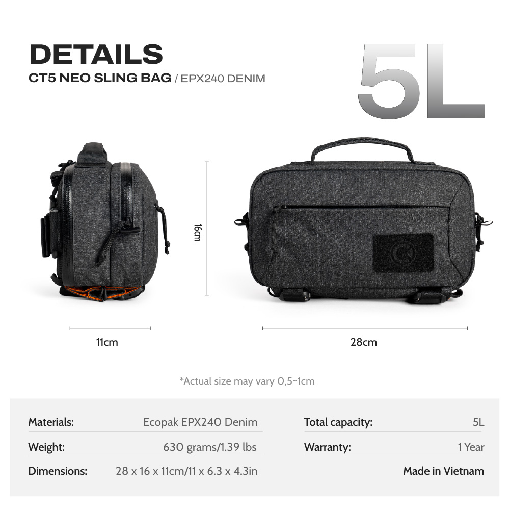 Túi đeo chéo CT5 NEO Sling Bag - EPX240 Denim 1 Artboard 39 1 80