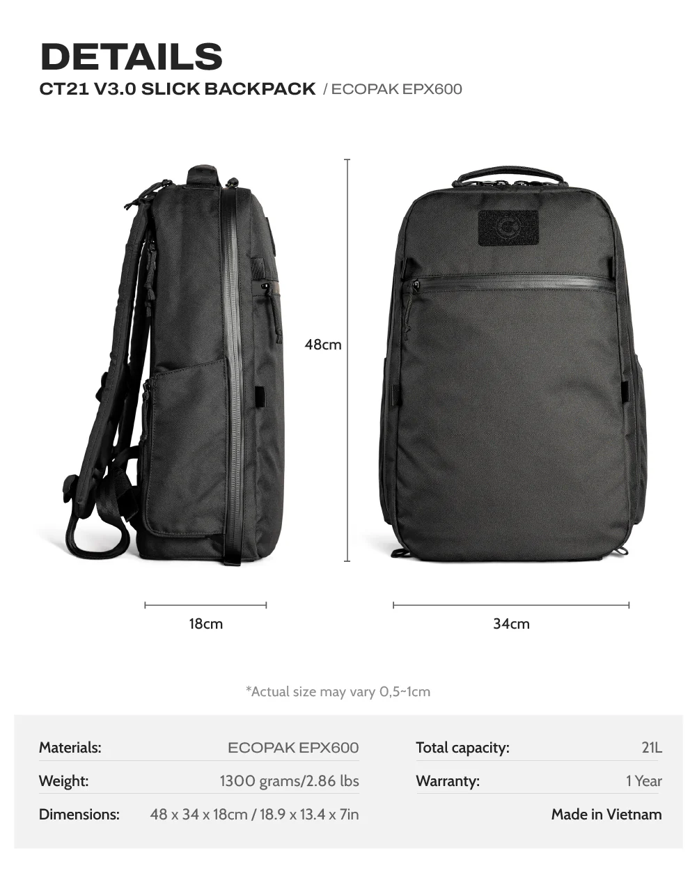 CT21 V3.0 Backpack Slick WBP - EPX600 1 CT21 Slick V3 EPX600