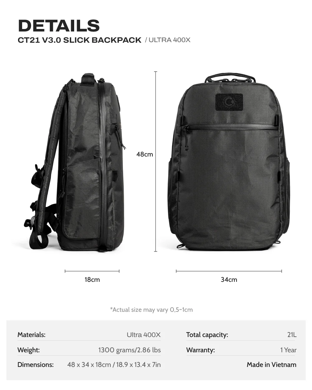 CT21 V3.0 Backpack Slick WBP - UT400X 1 CT21 Slick V3 Ultra400X