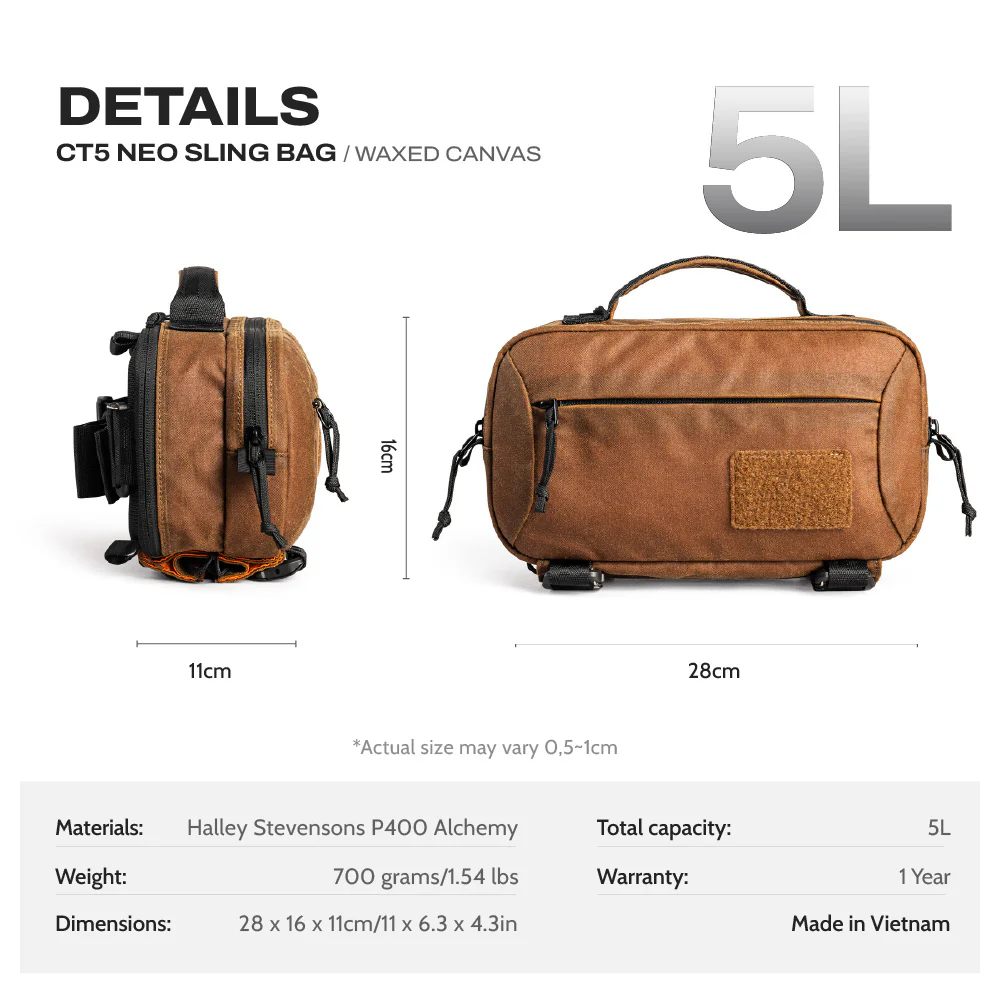 Túi đeo chéo CT5 NEO Sling Bag - Canvas 1 Tui Deo Cheo CT5 Neo Waxed Canvas 1