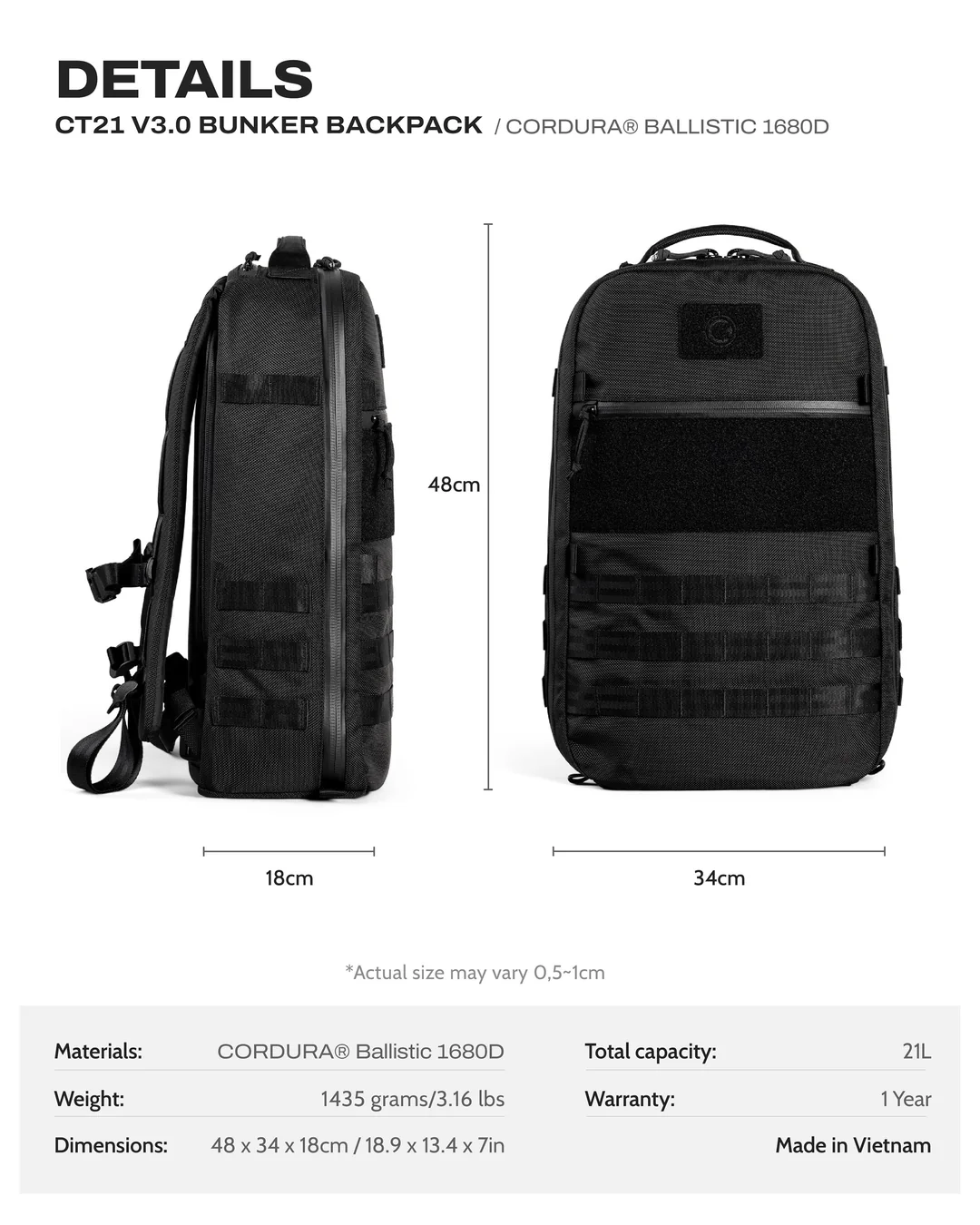 CT21 V3.0 Backpack - The Bunker 1 ct21 v3 bunker backpack 1680d