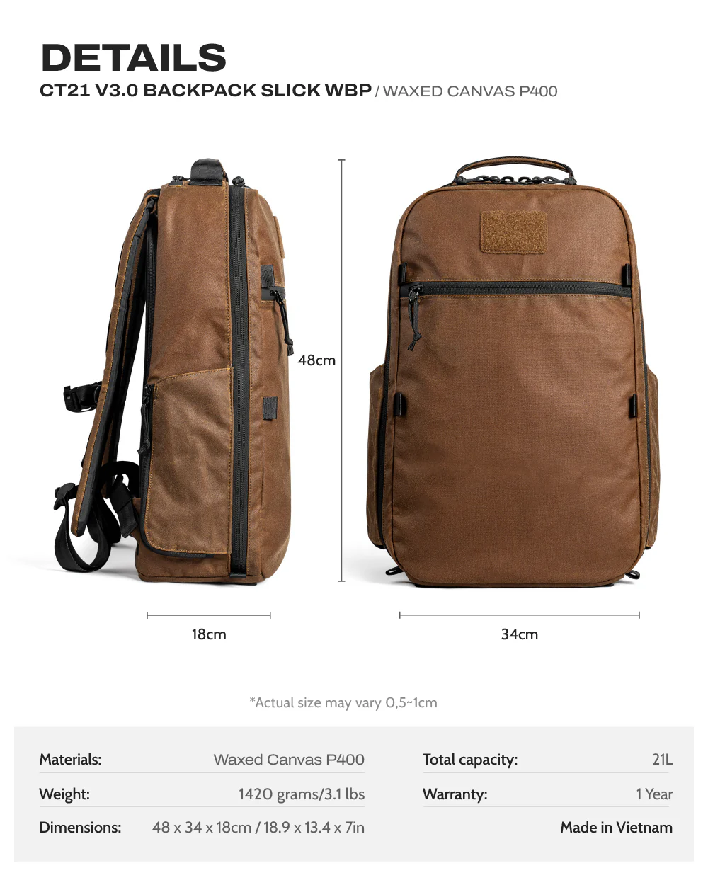 CT21 V3.0 Backpack Slick WBP - Canvas 1 ct21 v3 wbp P400 100