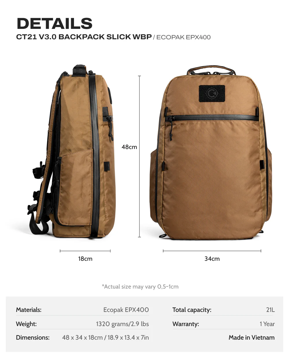 CT21 V3.0 Backpack Slick WBP - EPX400 1 ct21 v3 wbp epx400 100