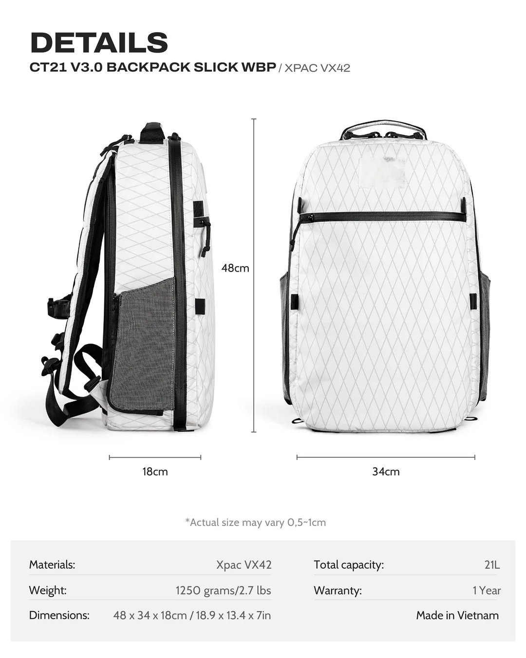 CT21 V3.0 Backpack Slick WBP - VX42 1 ct21 v3 wbp xpac