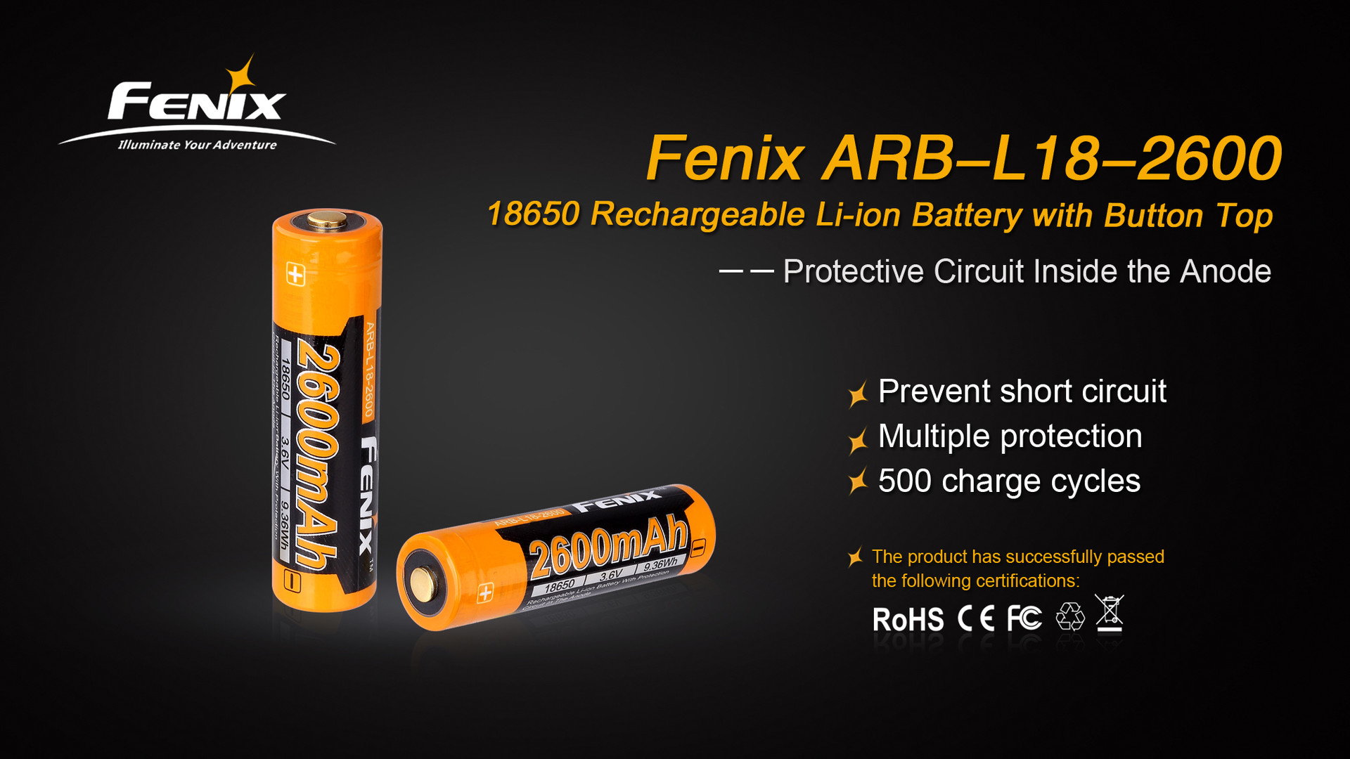 Pin Sạc Fenix 18650 ARB-L18-2600 mAh 1 pin sac arb l18 2600 1