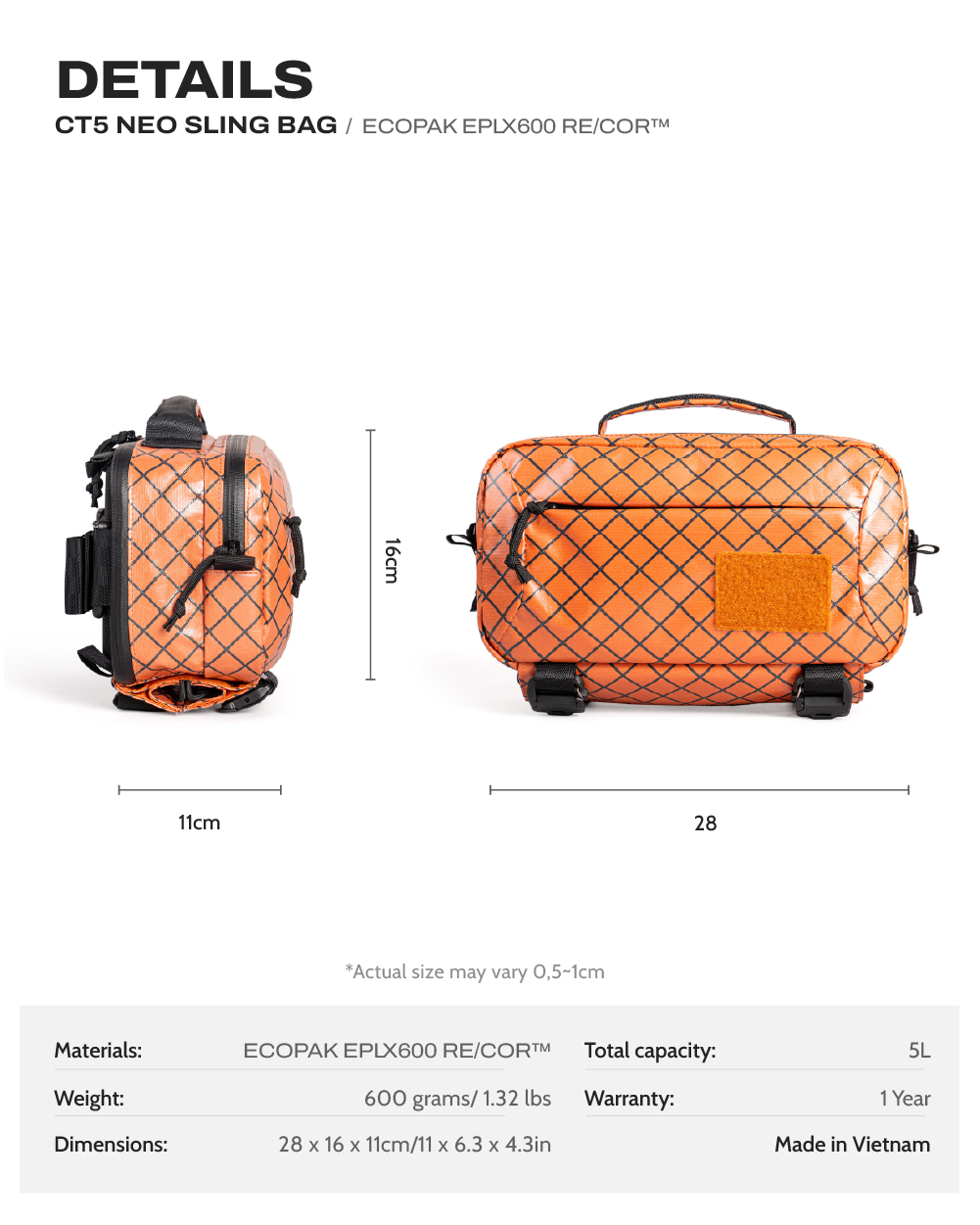 Túi đeo chéo CT5 NEO Sling Bag – EPLX600 Re/Cor