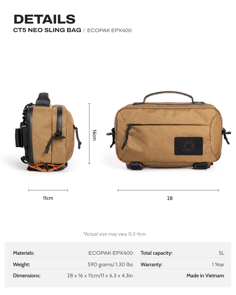 Túi đeo chéo CT5 NEO Sling Bag - EPX400 1 CT5 Neo EPX400 Detail