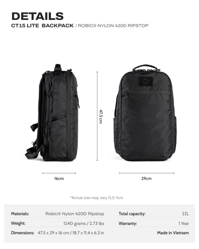 Balo CT15 Lite - Robic Nylon 420D Ripstop
