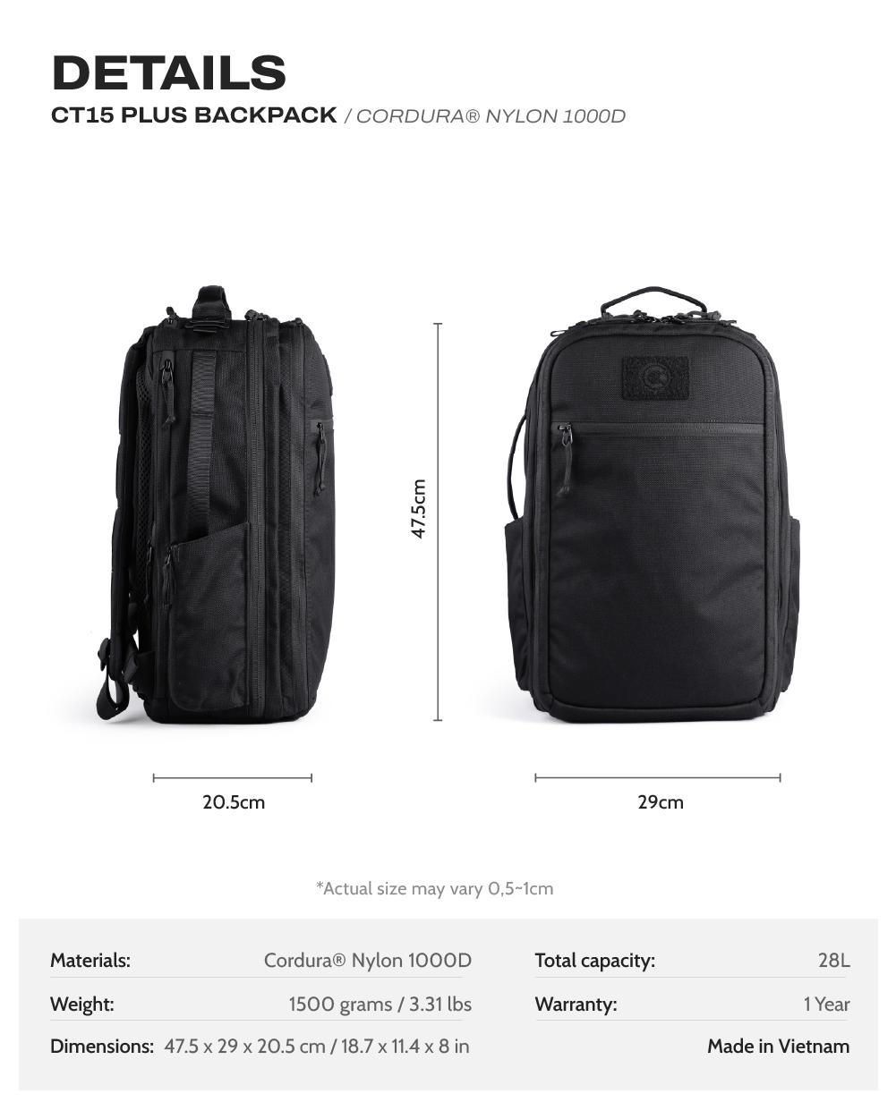 Balo CT15 Plus - Cordura® Nylon 1000D 1 CT15 Plus Cordura 1000D Detail