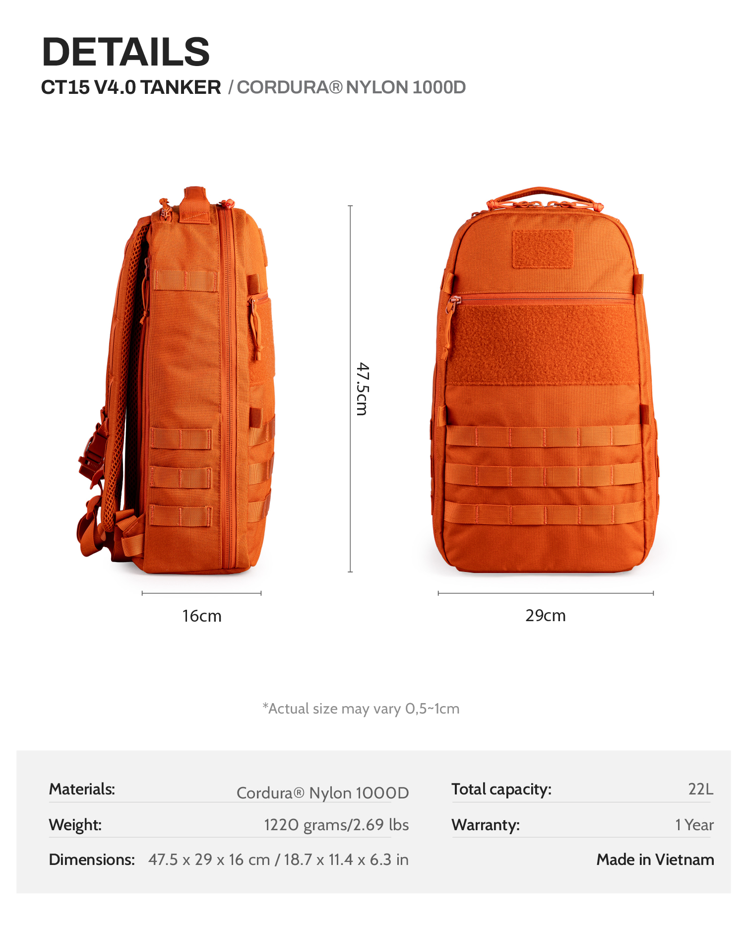 Balo CT15 V4.0 The Tanker - Cordura® Nylon 1000D 1 Balo CT15 V4.0 The Tanker - Cordura® Nylon 1000D
