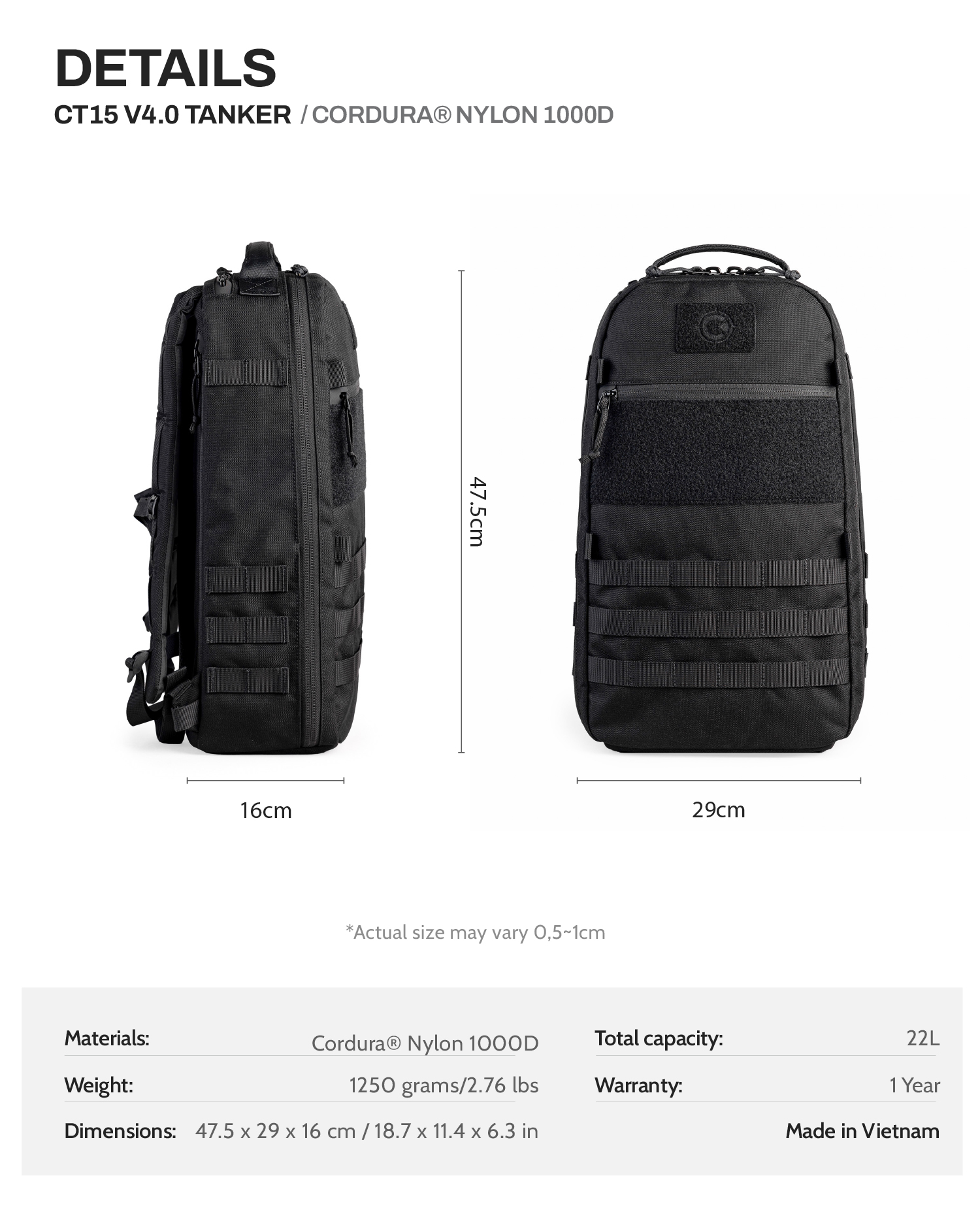 Balo CT15 V4.0 The Tanker - Cordura® Nylon 1000D 1 Balo CT15 V4.0 The Tanker - Cordura® Nylon 1000D