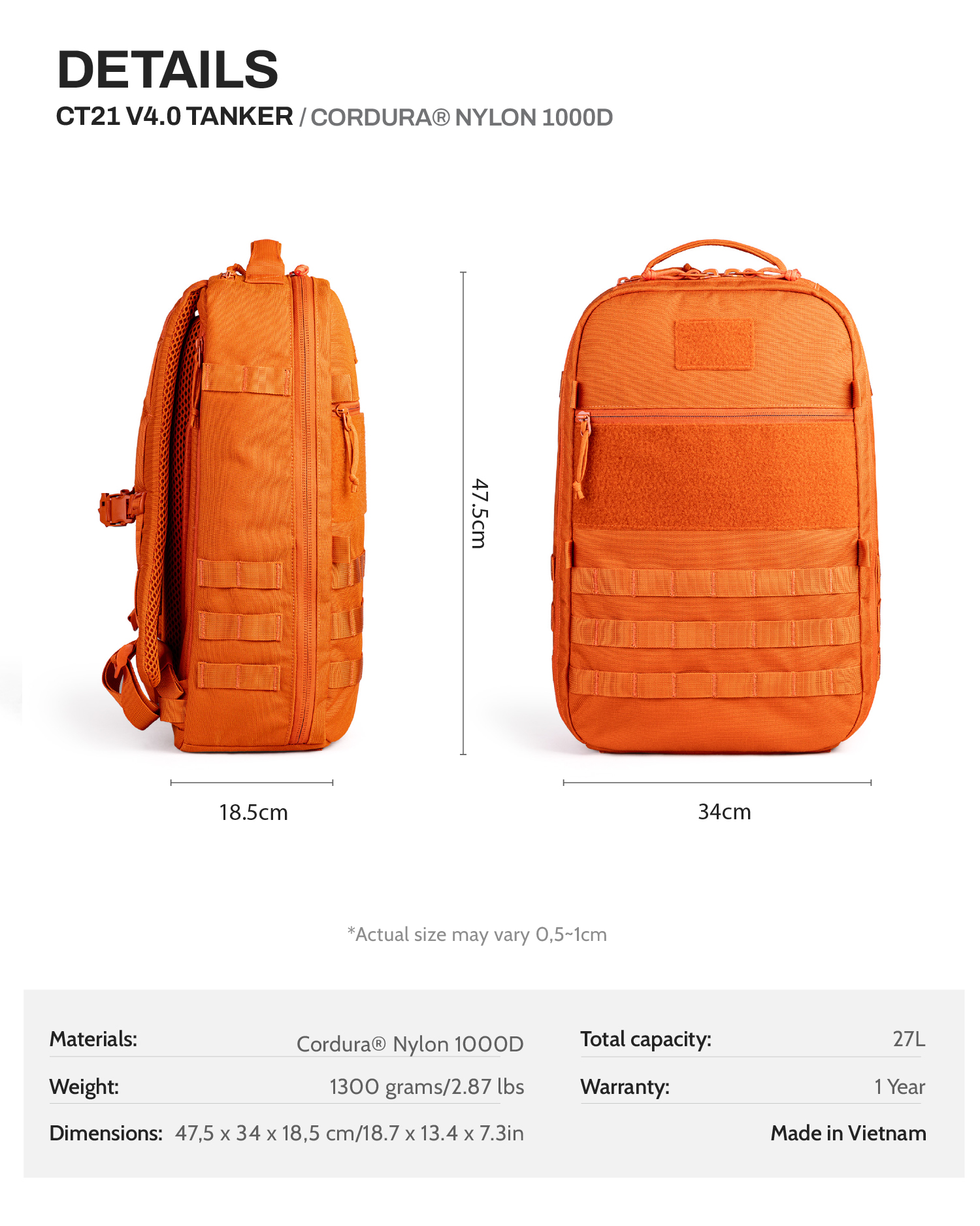 Balo CT21 V4.0 The Tanker - Cordura® Nylon 1000D 1 Balo CT21 V4.0 The Tanker - Cordura® Nylon 1000D